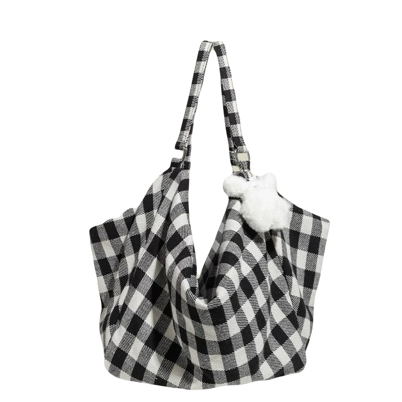 cool black white paid cotton tote bag for girls shoulder bag