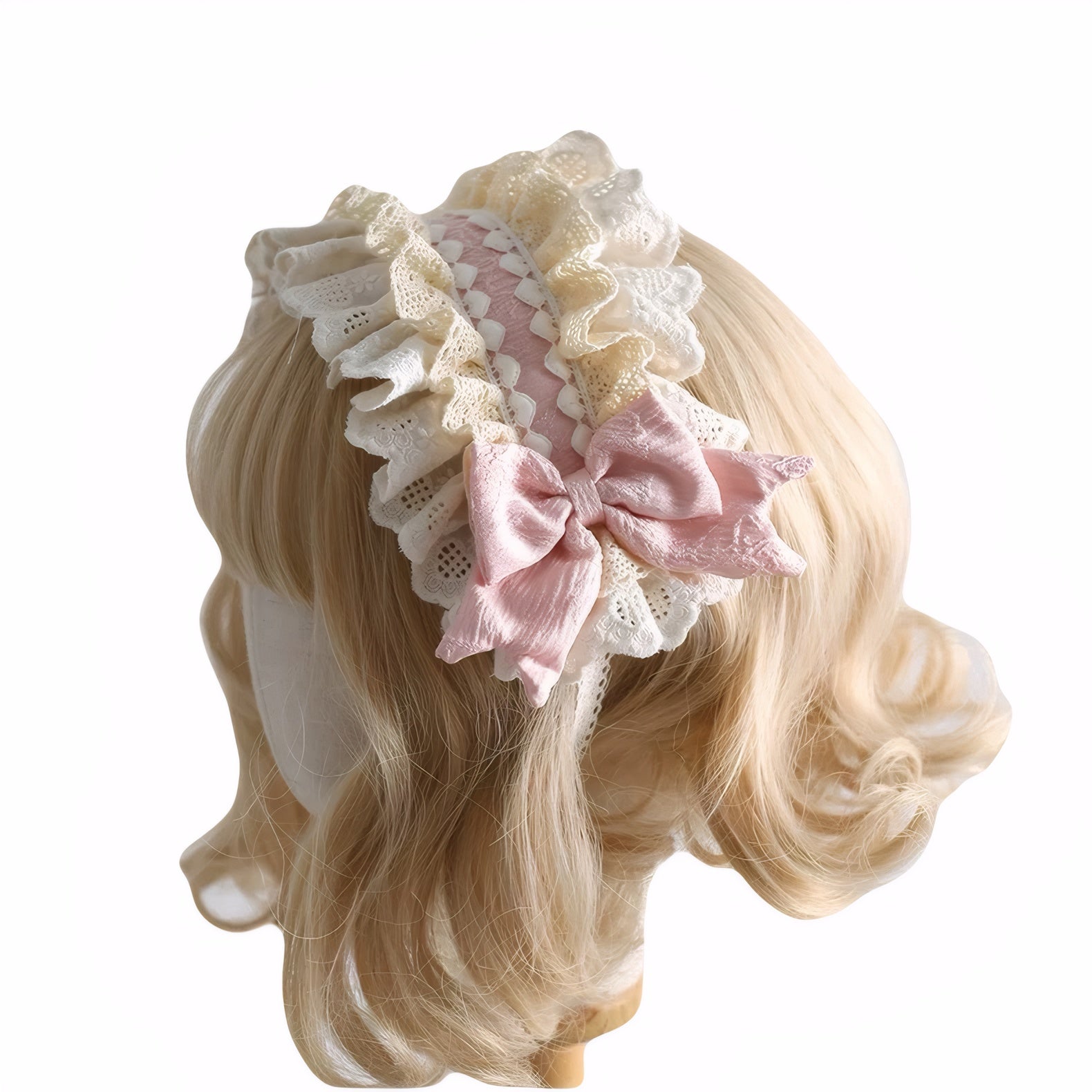 frilly headband, bow hairband sweet lolita accessory balletcore hairwear pastel lolita hat