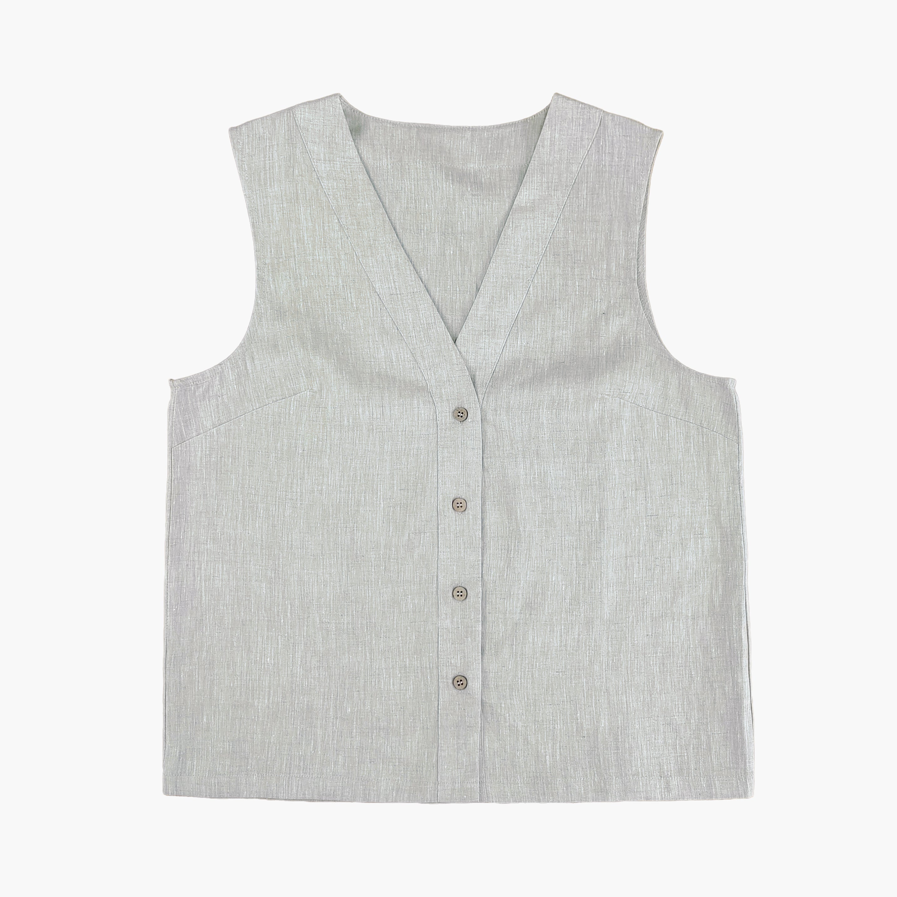 Old money style linen vest top in neutral tones