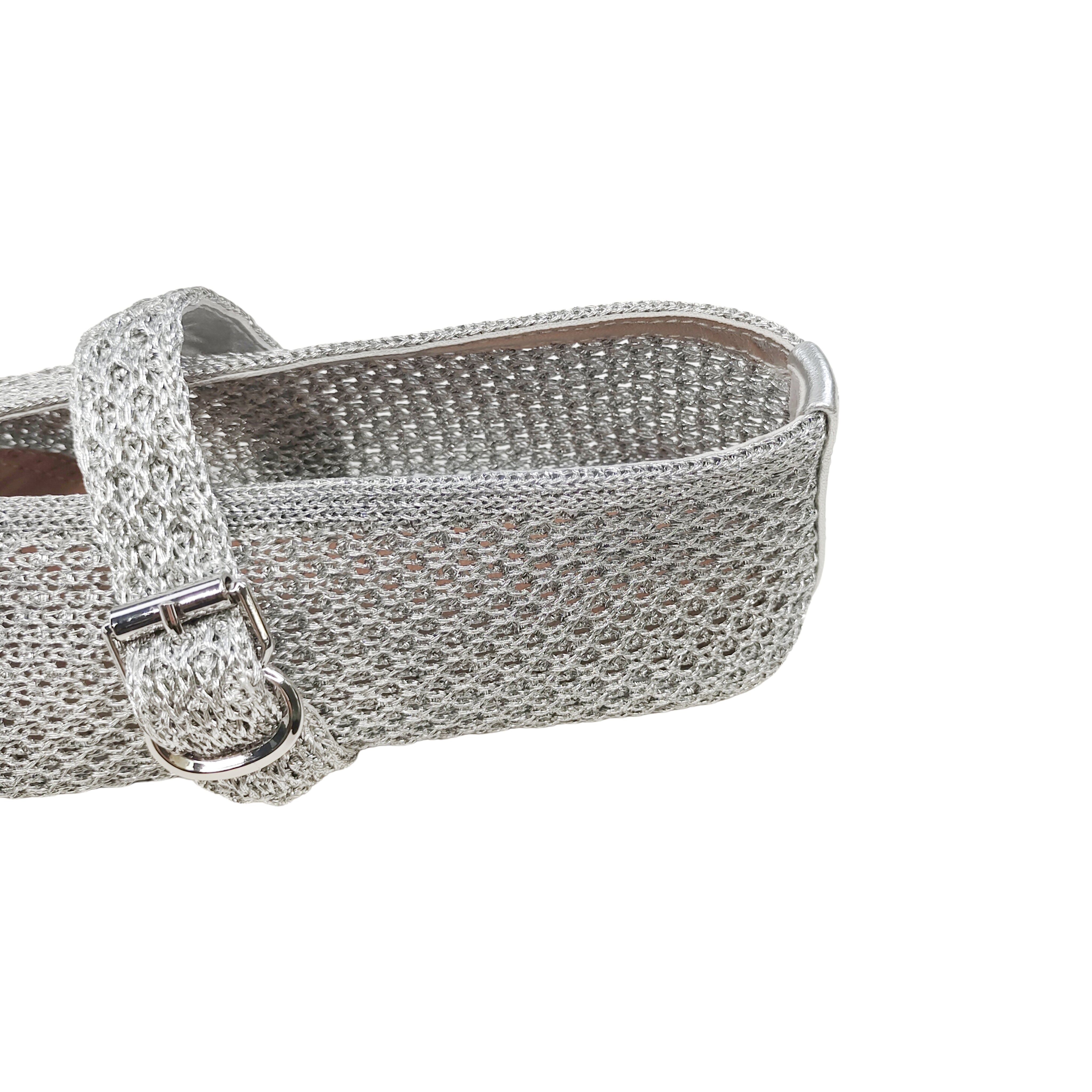 Handmade PP Woven Knit Mary Jane Flats for Women Breathable Soft Mesh Shoes with Genuine Leather Heel & Sheepskin Insole