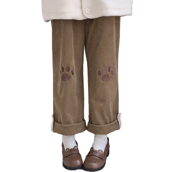 casual women's corduroy trousers pants brown