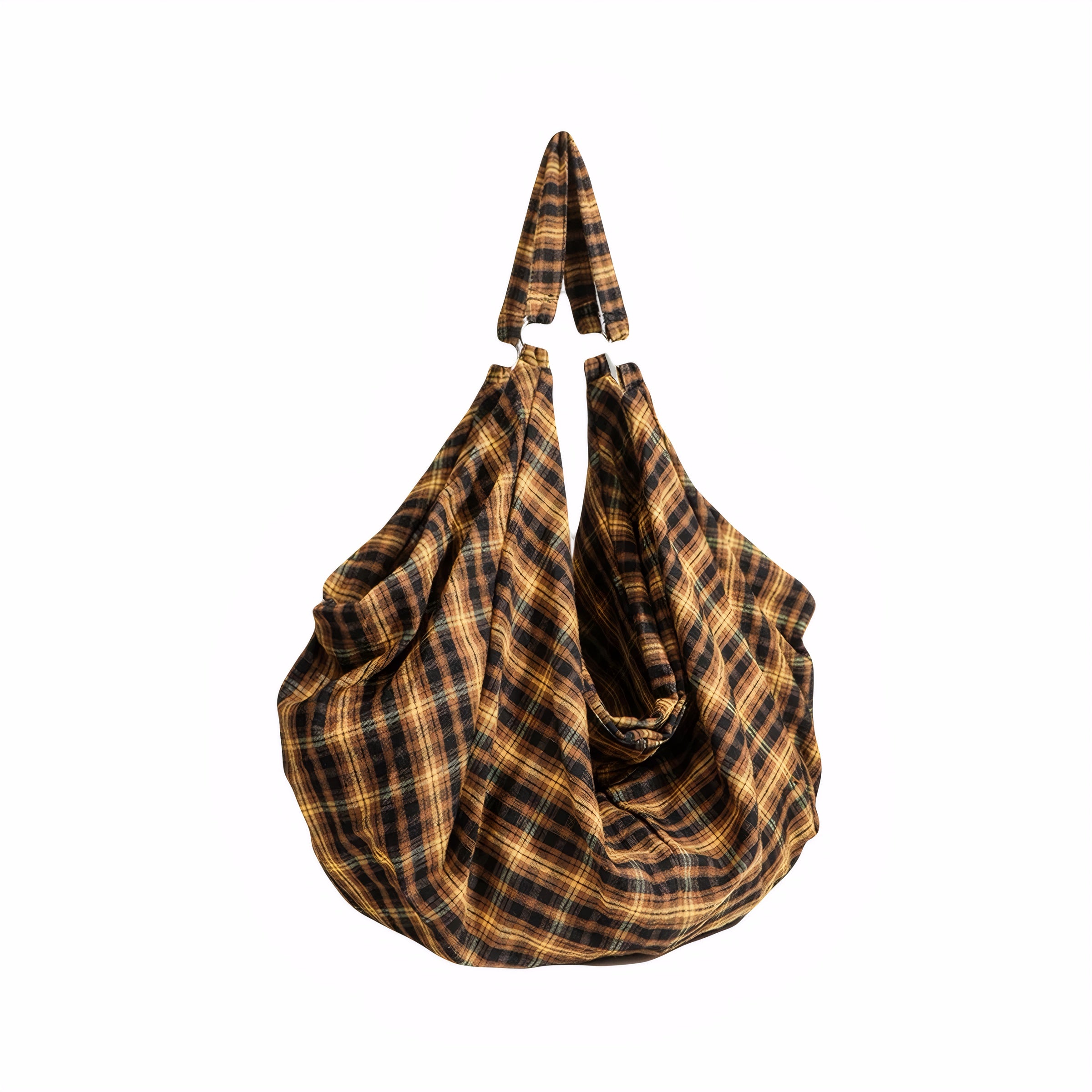 new street fashion big brown orange colorful plaid tote bag for cool girls handbag