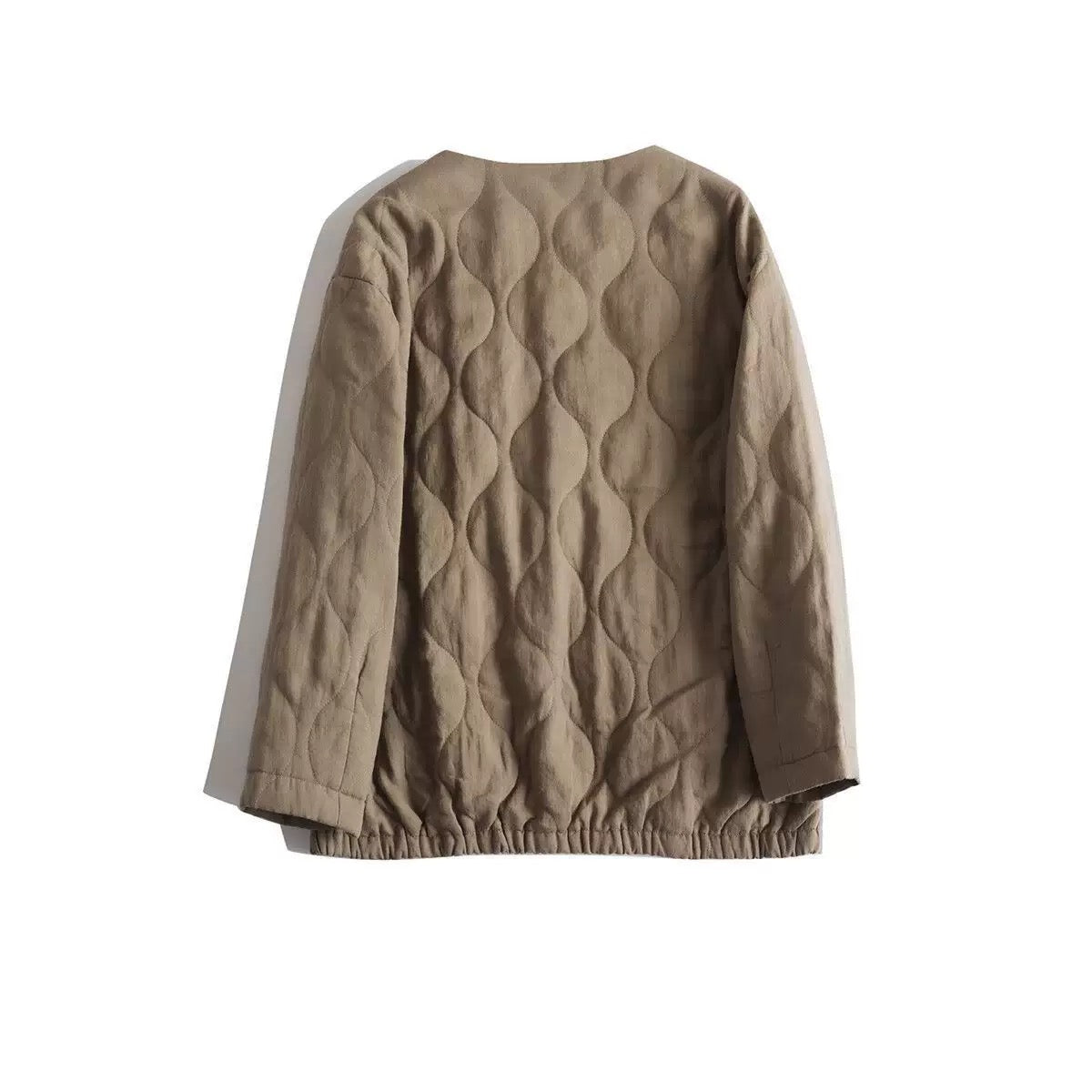 Ramie Quilted Jacket Women Linen Padded Coat Autumn Loose Fit Calm Outerwear