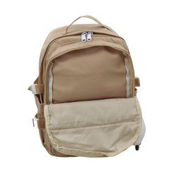 Caramel Brown Embroidered Backpack with Plush Charm Cartoon Pins Student School Bag