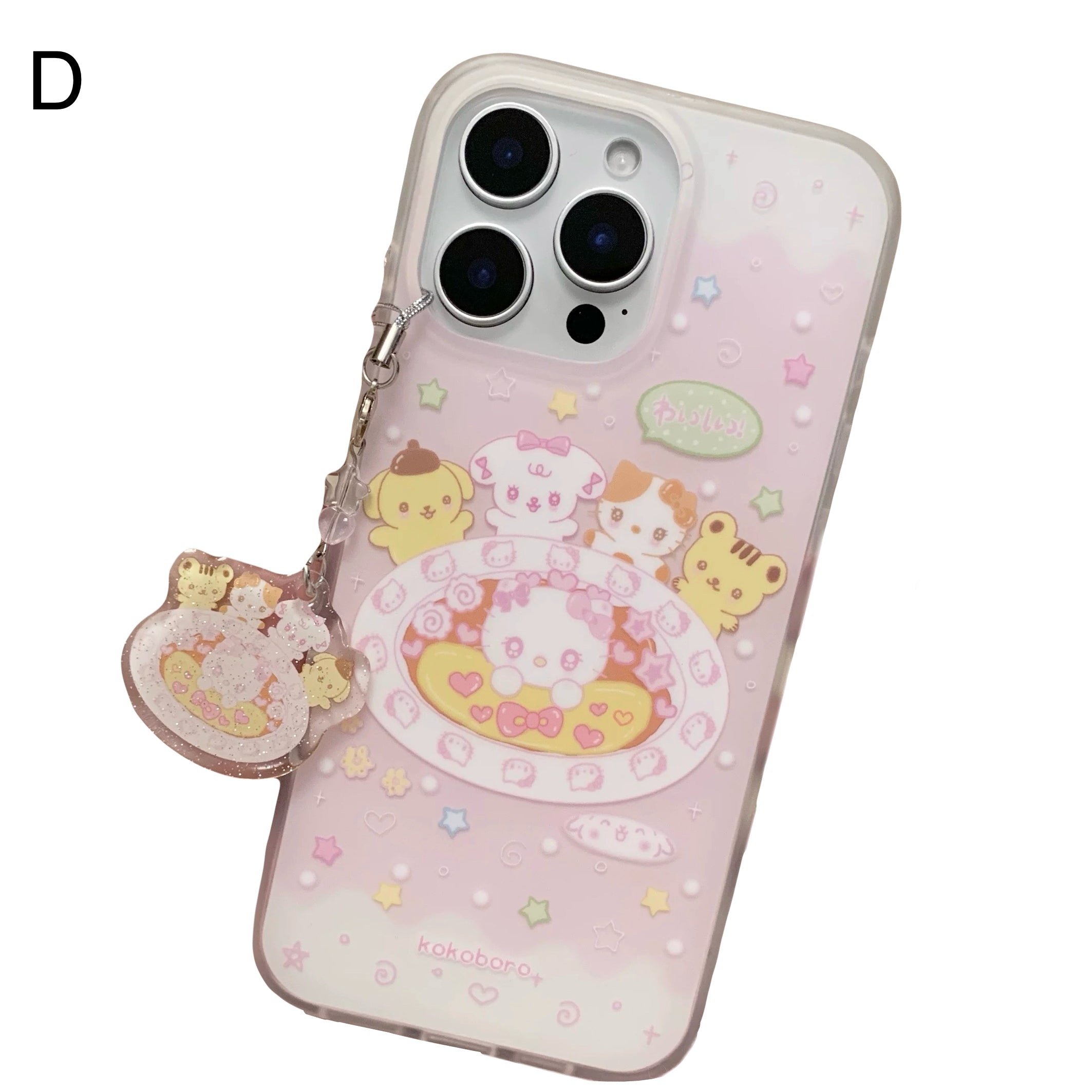 Pastel pudding bowl iPhone case with animal friends and sparkle stars