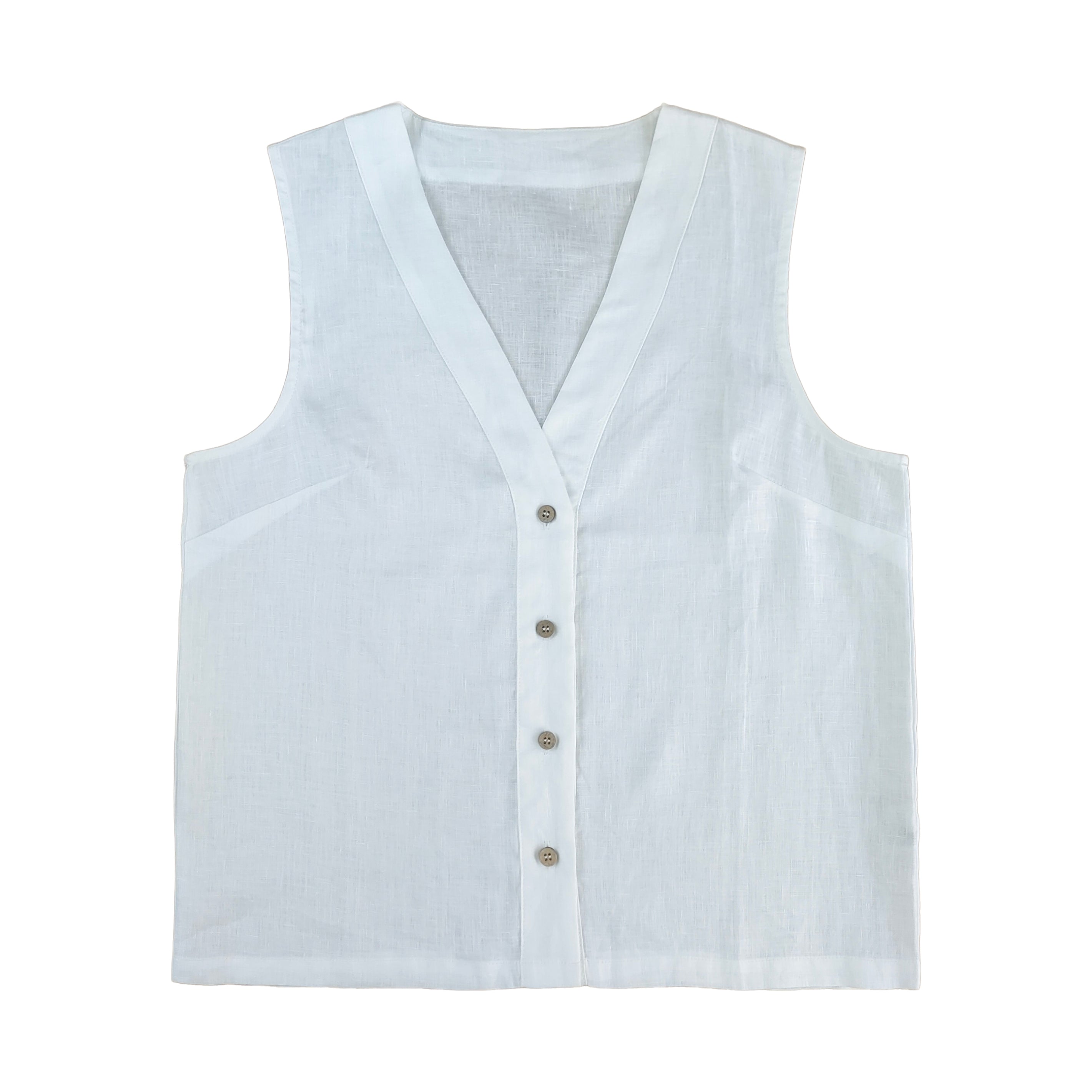 100% linen breathable sleeveless button shirt