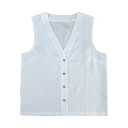 100% linen breathable sleeveless button shirt