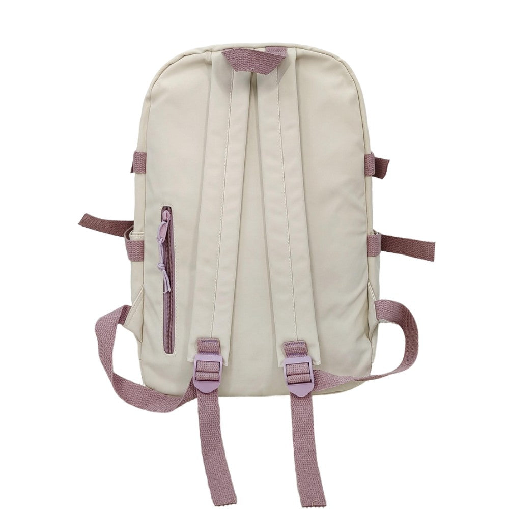 Cute Bear Backpack Harajuku School Bag Large Capacity Travel Bookbag Beige Purple Aesthetic