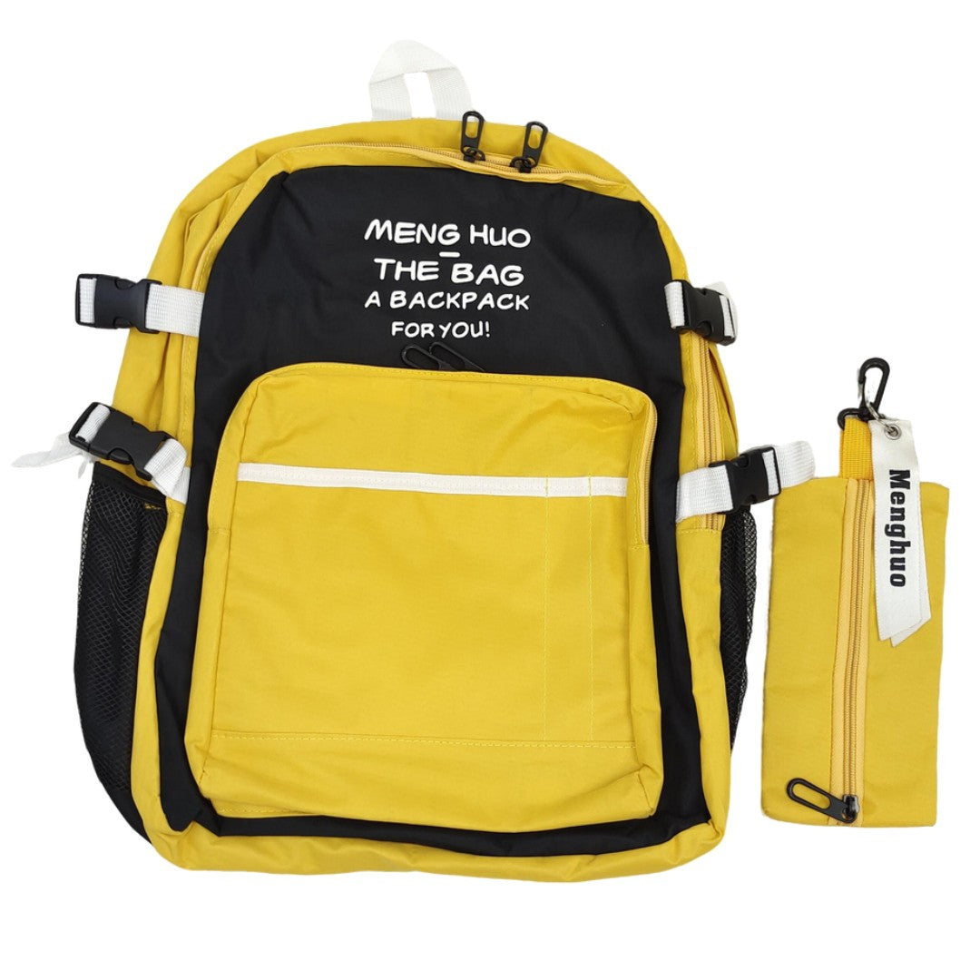 Large Capacity Yellow Backpack Multipurpose School Bag Laptop Travel Bookbag for Teens