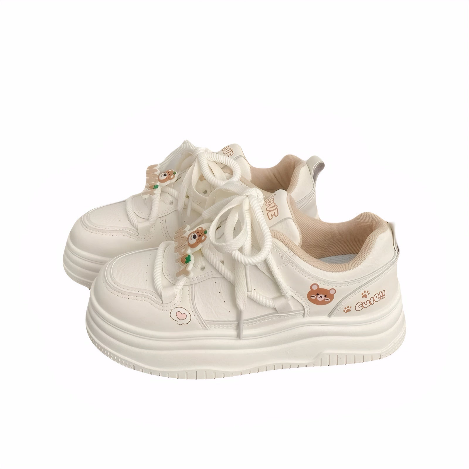 bear sneakers women kawaii platform shoes chunky sole sneakers, cute casual shoes