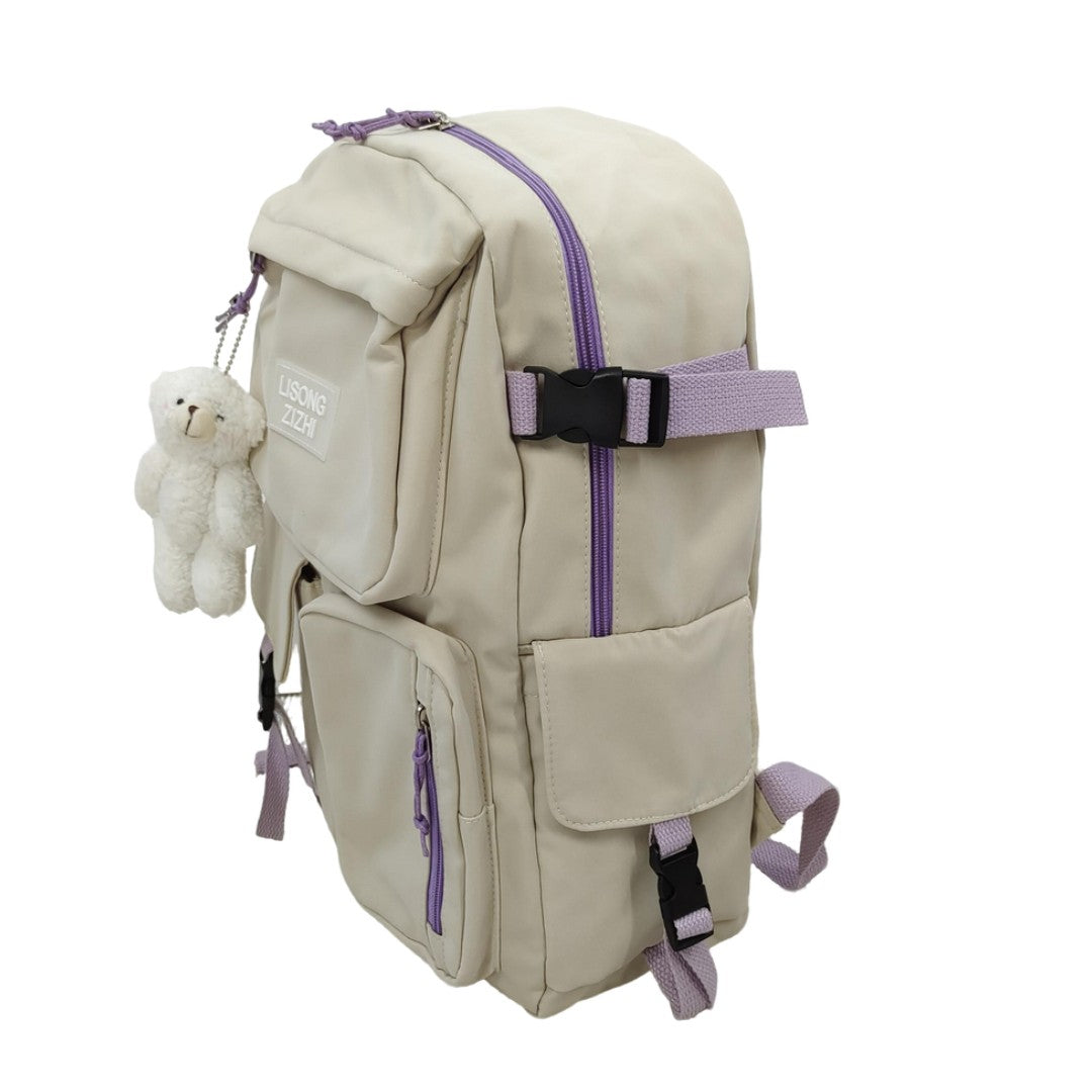 Clearance Beige Multi-Pocket Backpack Good Quality Canvas Travel & School Bag