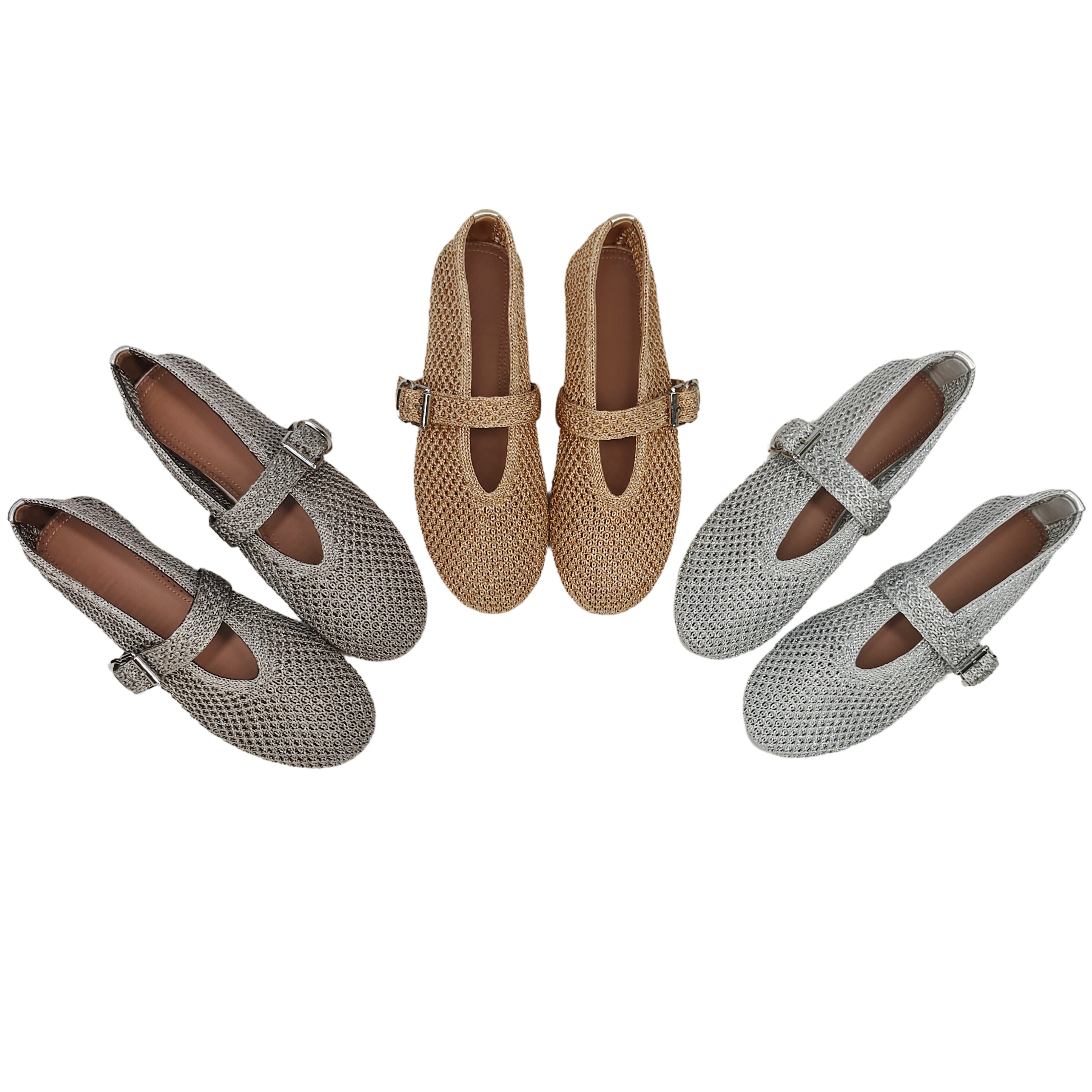 Breathable Soft PP Knit Flats with Sheepskin Insole