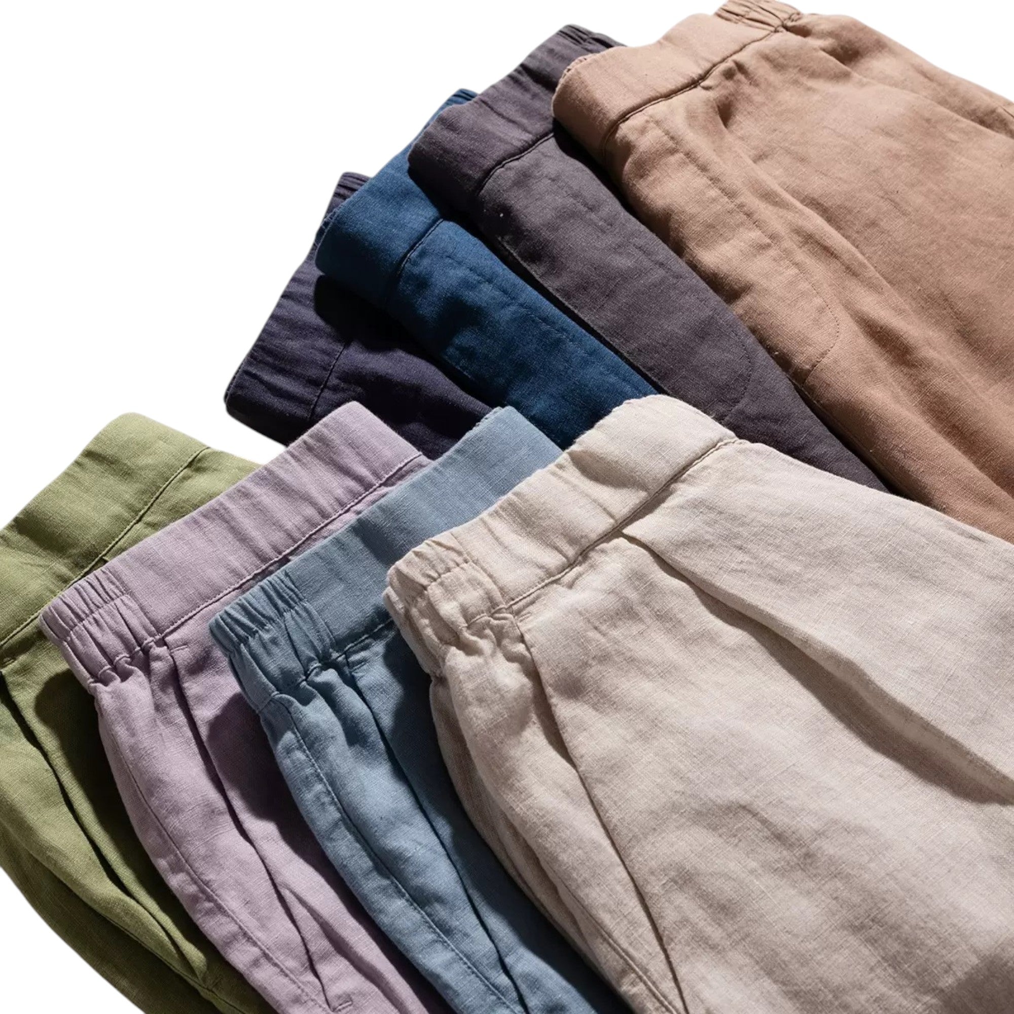 Wide-Leg Pants Women 100% Linen Cropped Trousers Summer Loose Fit High Waist