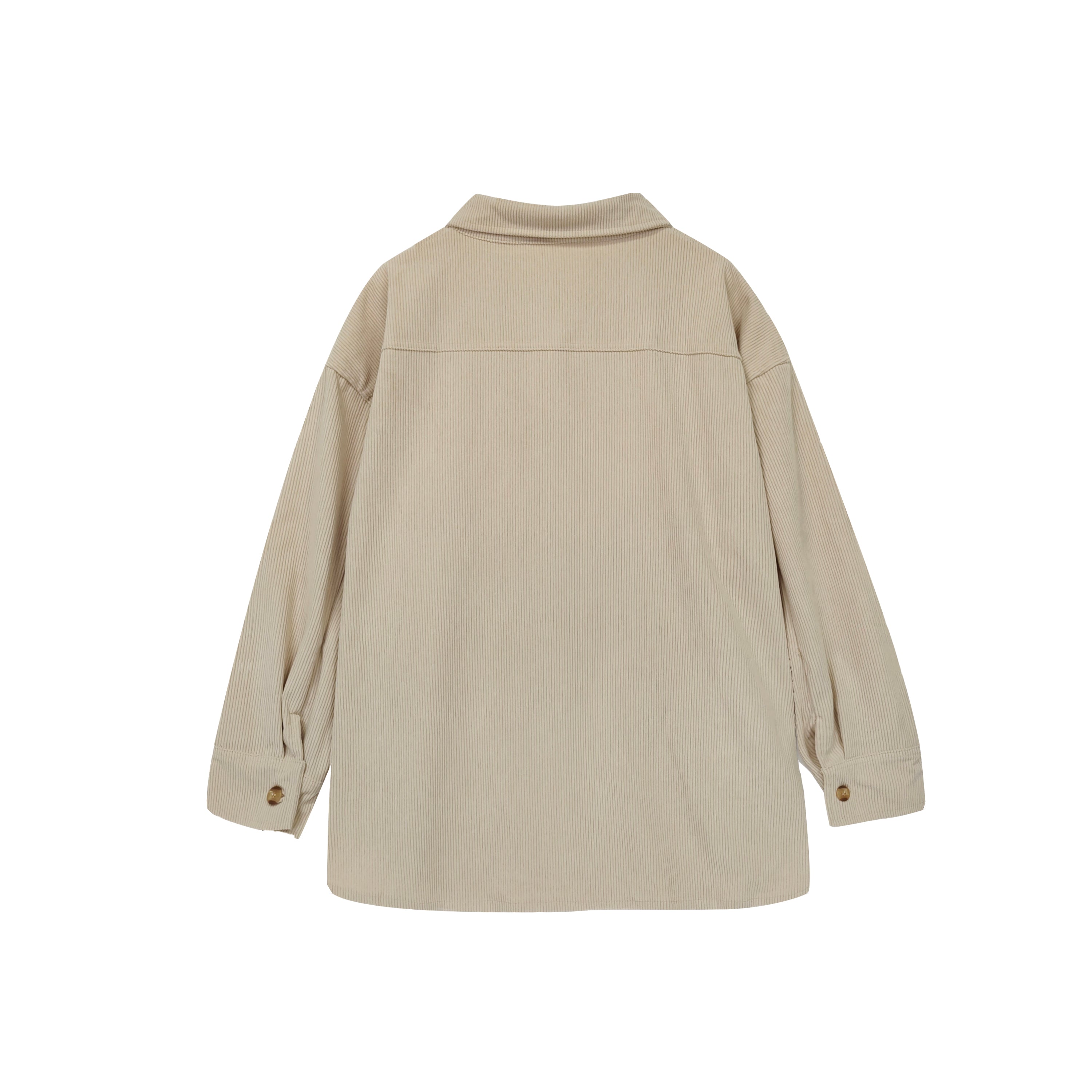 Kawaii Corduroy Button-Up Shirt Women’s Oversized Cartoon Embroidered Jacket Top