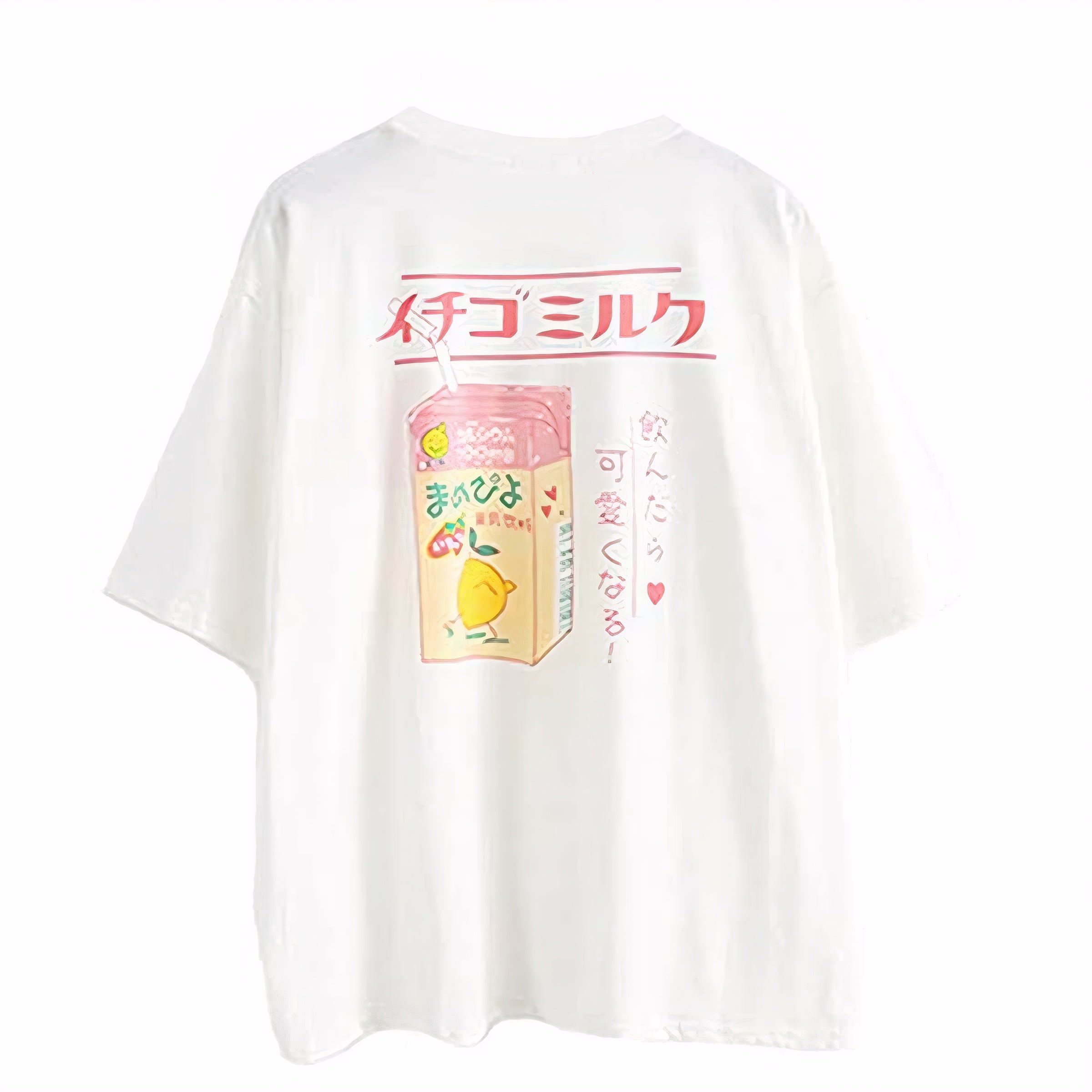Kawaii Japanese Milk Box Print T-Shirt Cute Harajuku Oversized Graphic Tee for Girls Teens