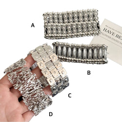 wide cuff bracelet elastic bangle rhinestone bracelet geometric bracelet fashion jewelry