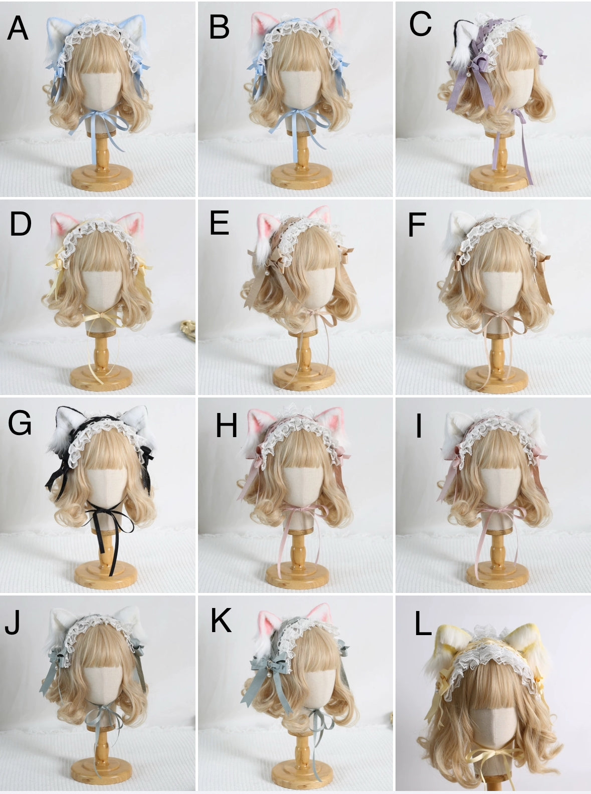 animal ears hair clip, cosplay lolita accessories, cute KC headdress, bow lace hairband