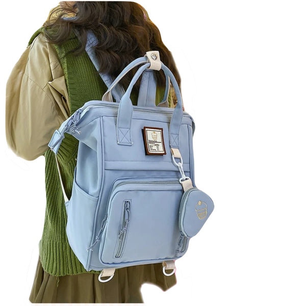 new asian fashion big capacity kawaii backpack Multipurpose blue