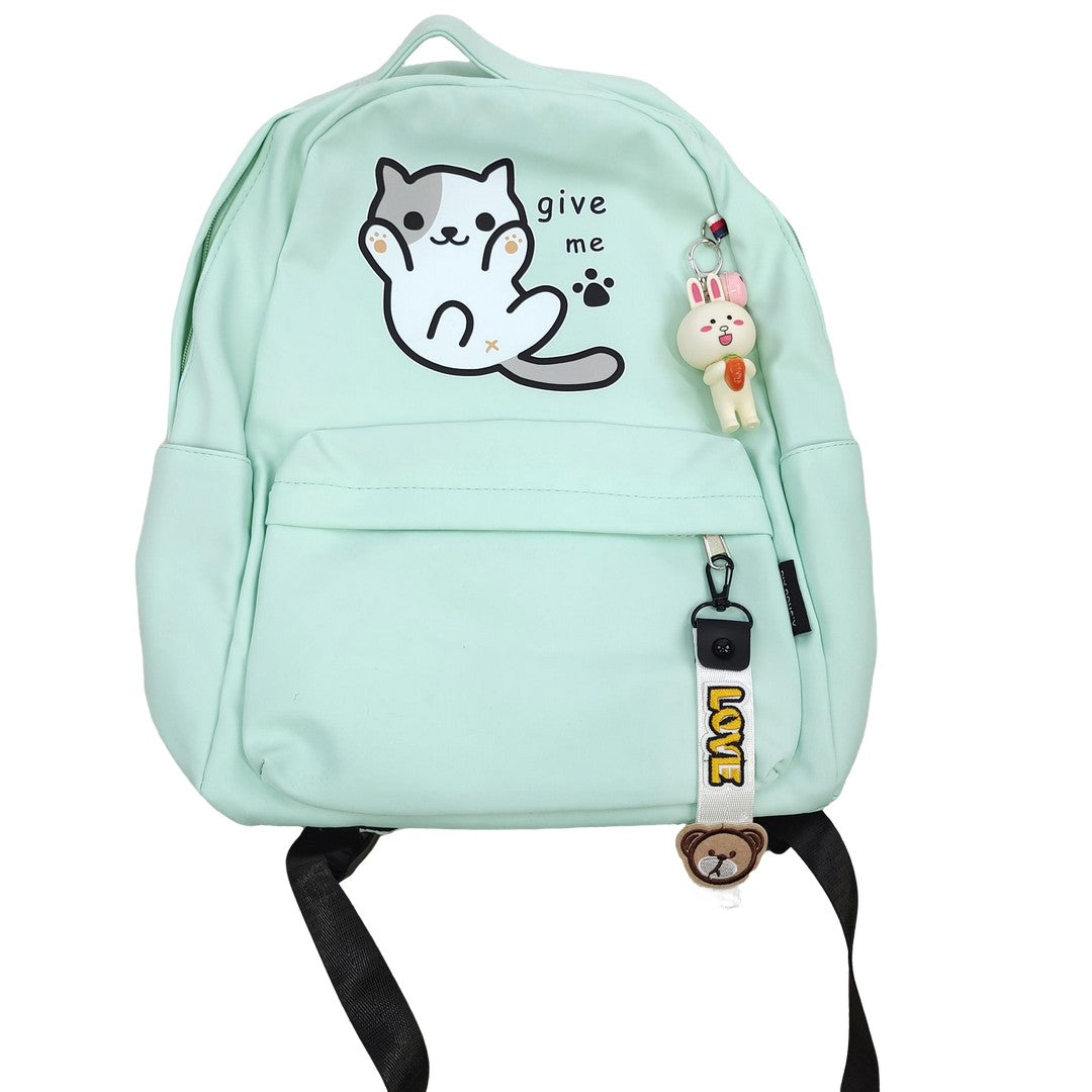 Teens Anime Cat Backpack with Keychains Cute Schoolbag & Travel Bag Clearance