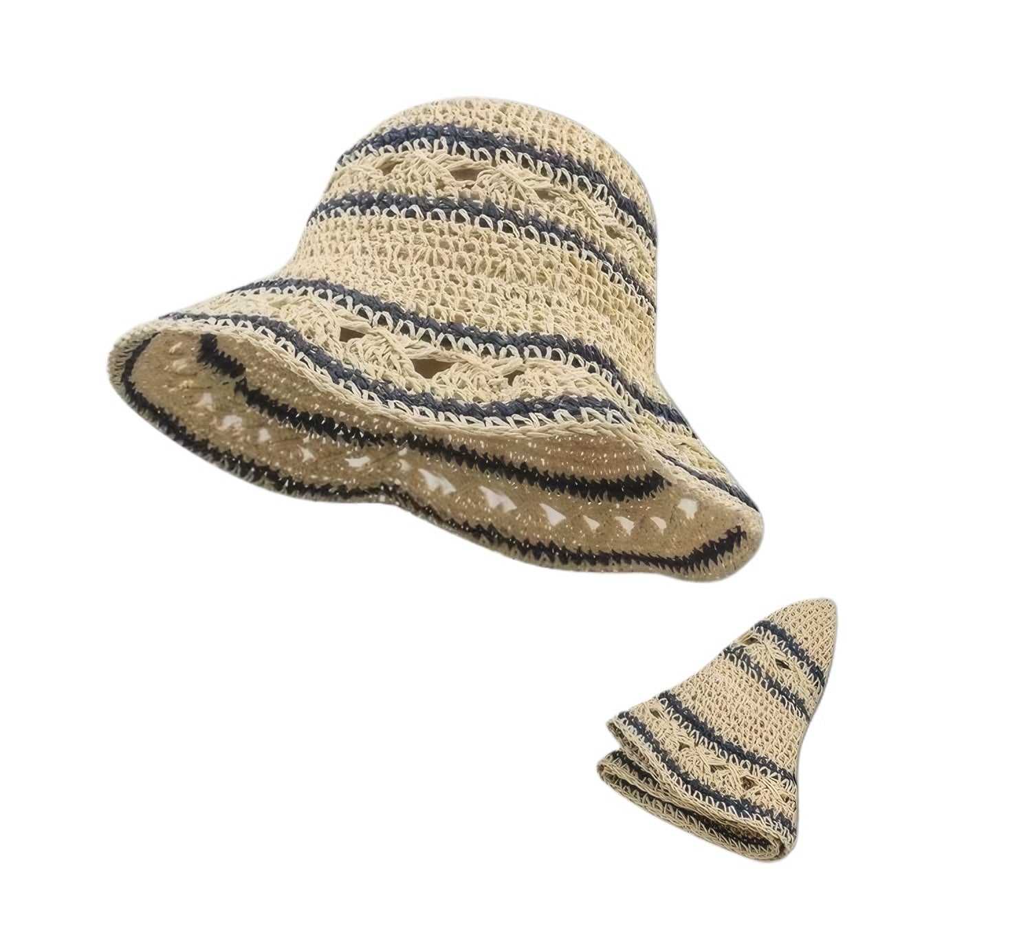 Hollow Out Straw Bucket Hat for Women Summer Beach Sun Hat Breathable Woven Fisherman Cap