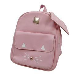 Kawaii Pink Cat Face Mini Backpack PU Leather Cute Kitty Bag with Ears Whiskers