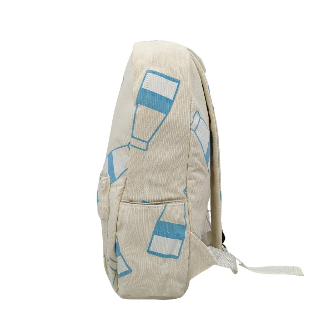 Clearance –Blue Milk Bottle Print Canvas Backpack Cute Casual School Bag for Girls