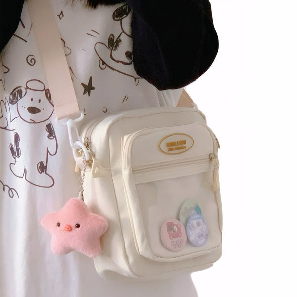 cute female teens crossbody Strap bag school student girl casual cross-pack shoulder bag white