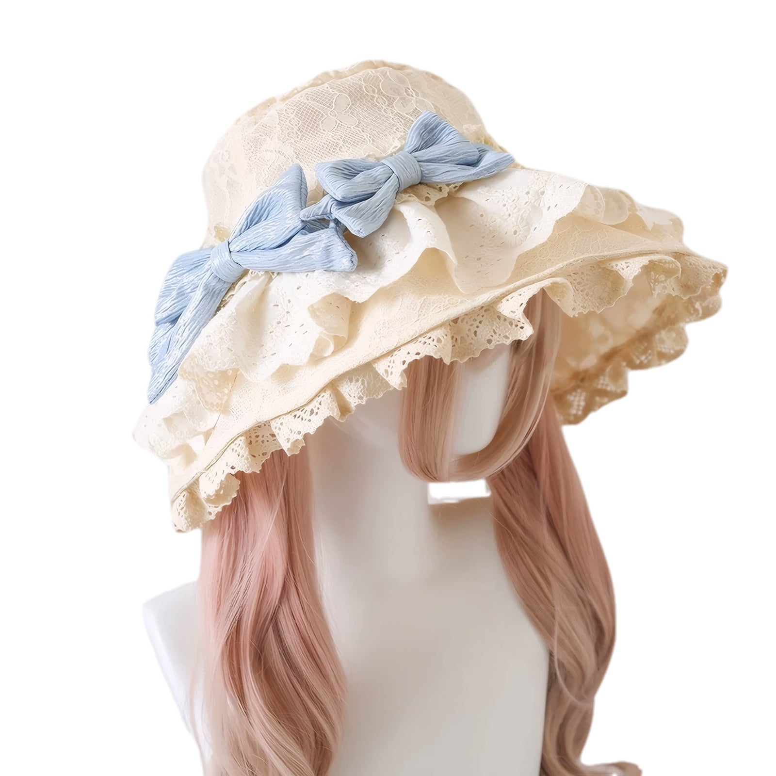 Available with or without bows in dusty lavender or pale blue.
