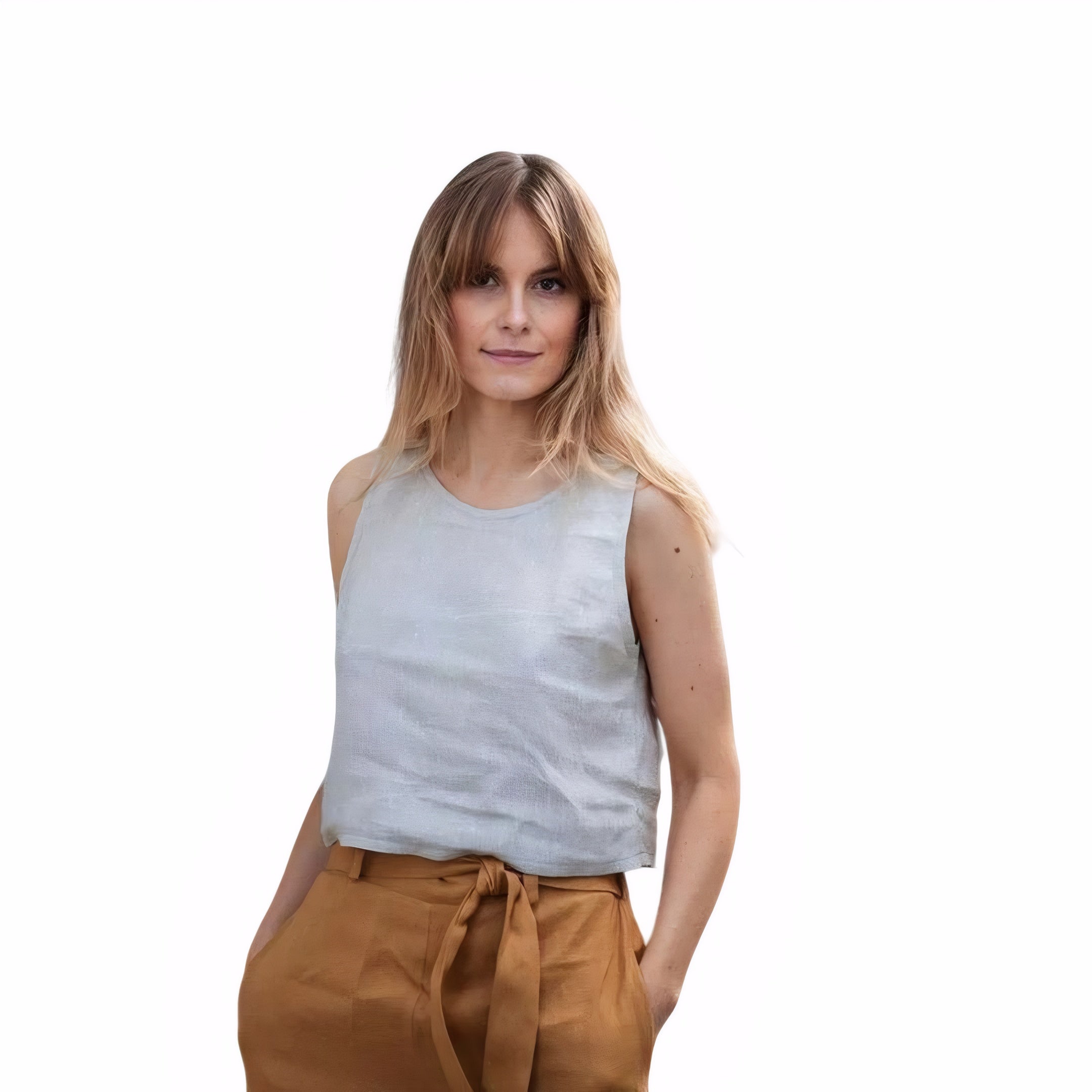 Forest Green Hemp Linen Blouse - Eco-Friendly Summer Tank