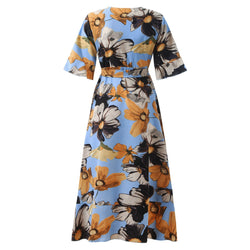 Plus Size Boho Floral Maxi Dress for Women V-Neck Ruffle Hem Summer Wrap Style