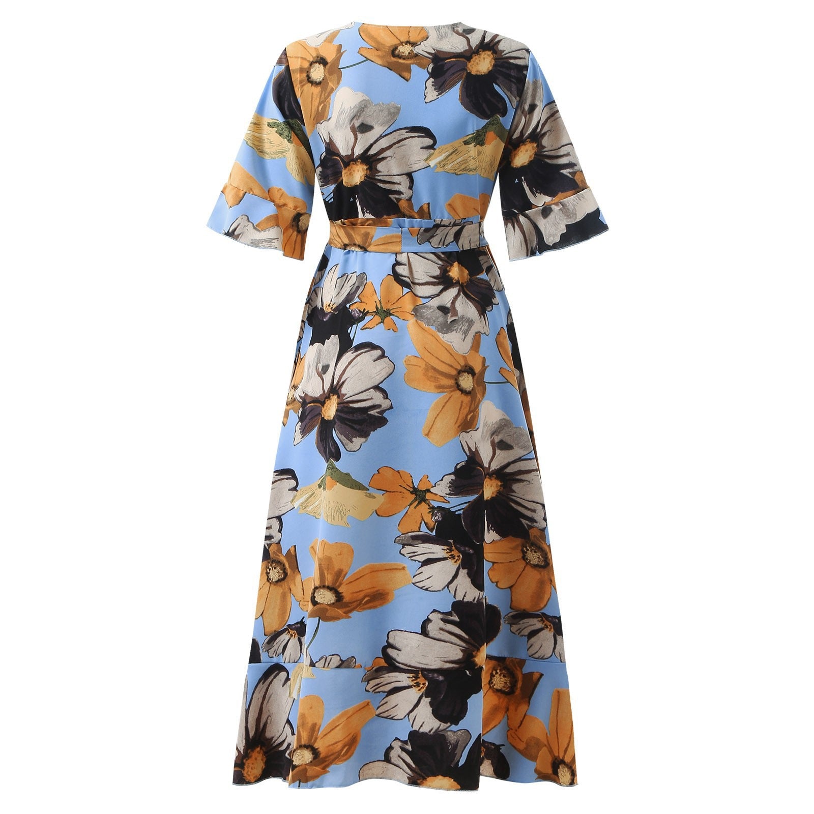 Plus Size Boho Floral Maxi Dress for Women V-Neck Ruffle Hem Summer Wrap Style
