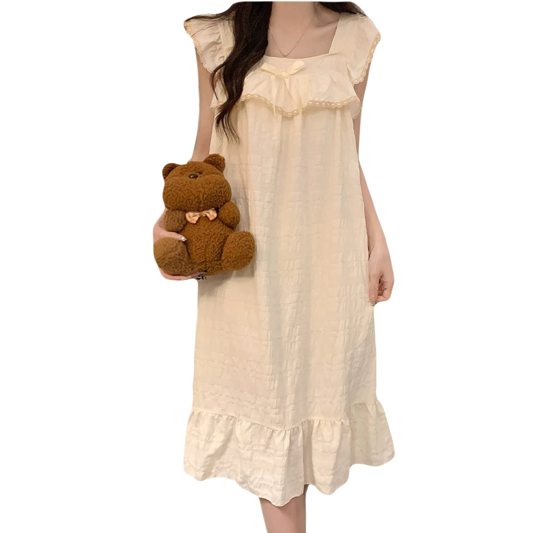 kawaii summer nightdress ruffle sleepwear for ladies