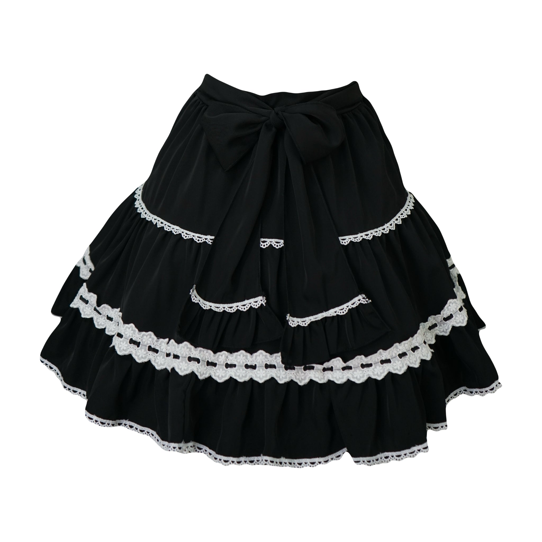 Black frilly skirt with white lace edges and cute design layered cake skirt