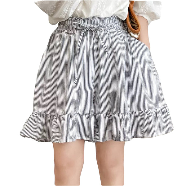Kawaii Ruffled Striped Skort is the perfect combination of style and comfort blue summer pants skirt for girls