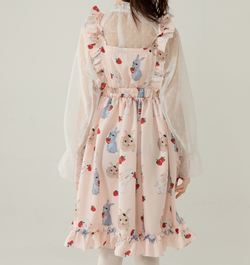 Sweet Lolita Bunny Print Suspender Dress with Strawberry Pattern – Kawaii Style Jumper Skirt