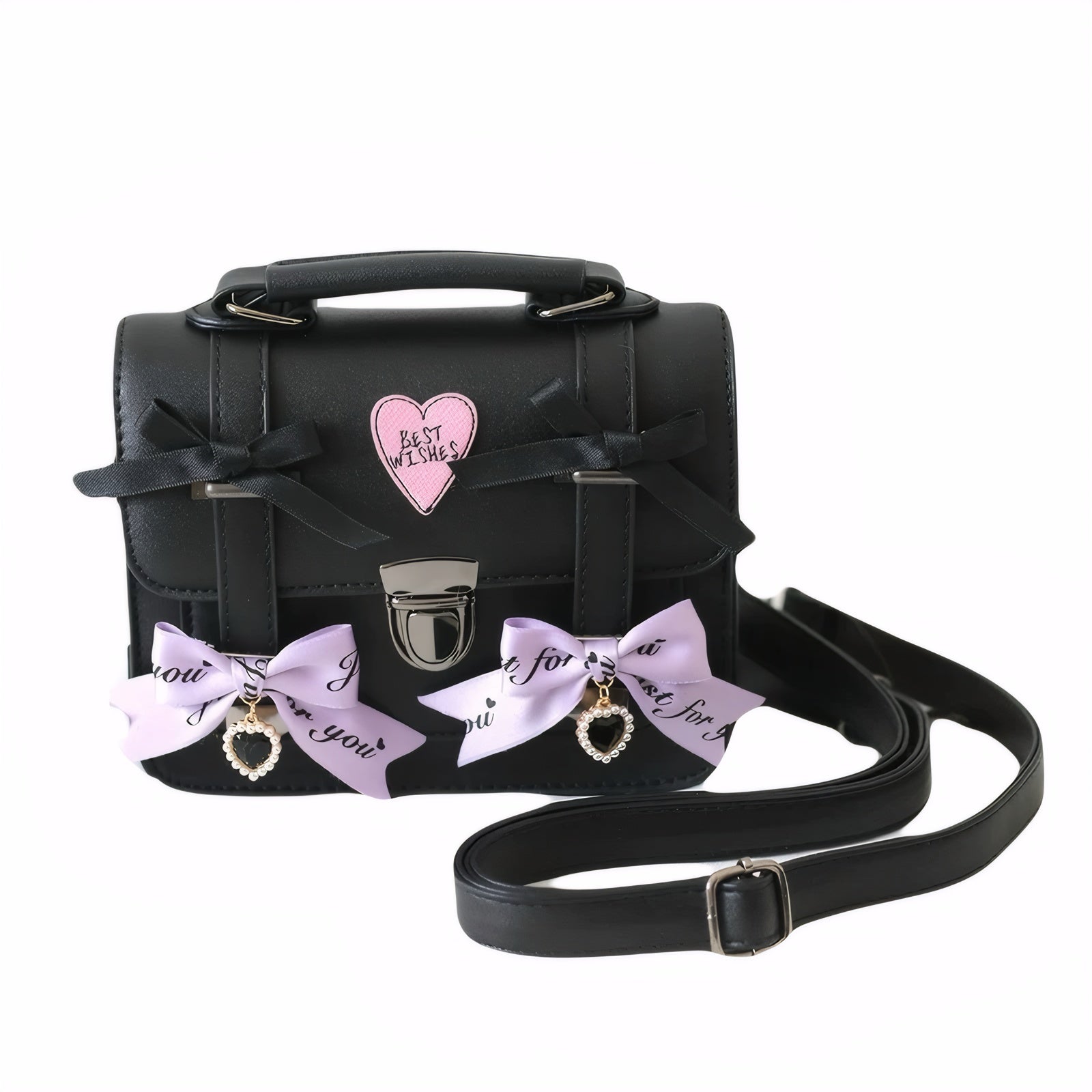 sweet punk bag kawaii satchel JK uniform pink bow bag heart charm purse