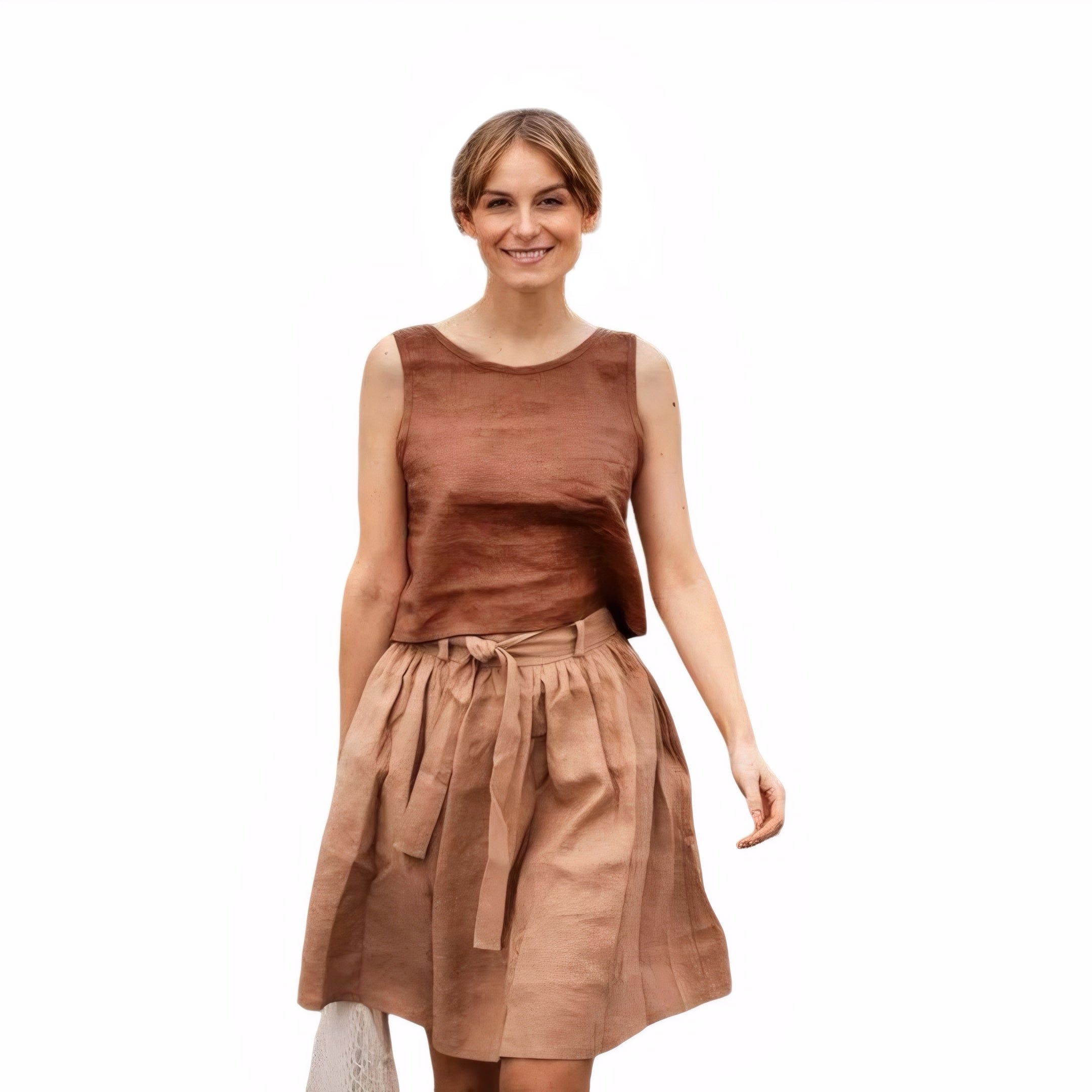 Natural Hemp Linen Tank Top - Sleeveless U-Back Camisole for Women