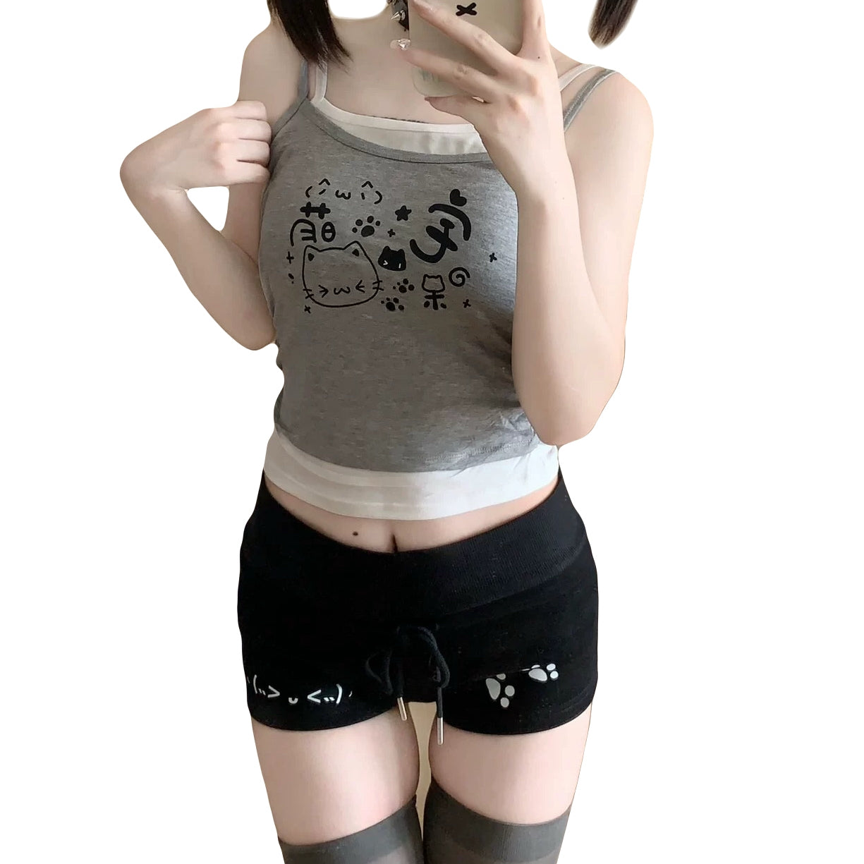 kawaii lounge shorts, cat paw print shorts, pastel cotton shorts, soft girl shorts