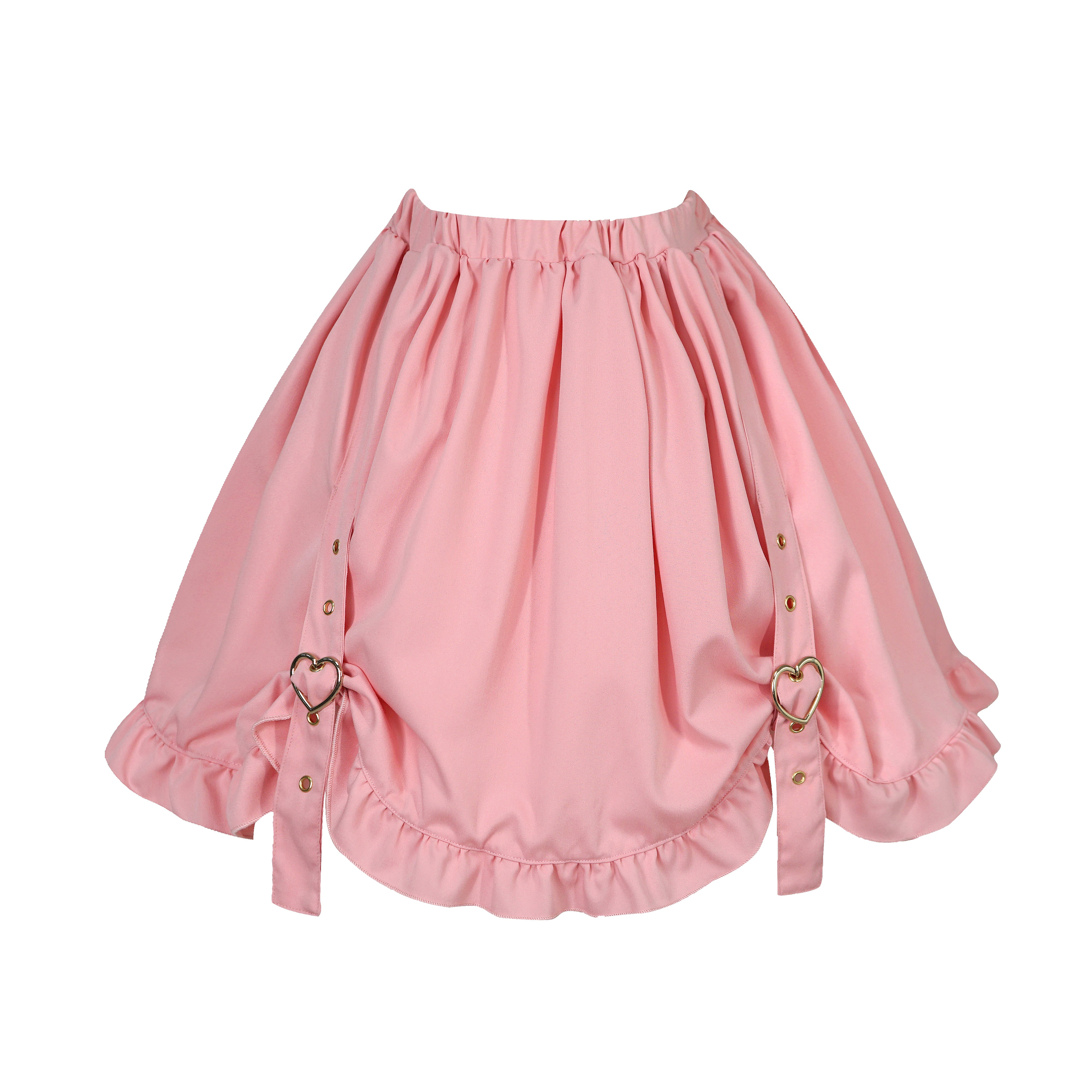 Pink Harajuku pleated skirt with ruffled hem gothic skirt, lolita mini skirt