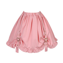 Pink Harajuku pleated skirt with ruffled hem gothic skirt, lolita mini skirt