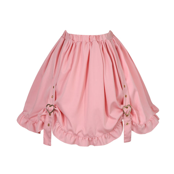 Pink Harajuku pleated skirt with ruffled hem gothic skirt, lolita mini skirt