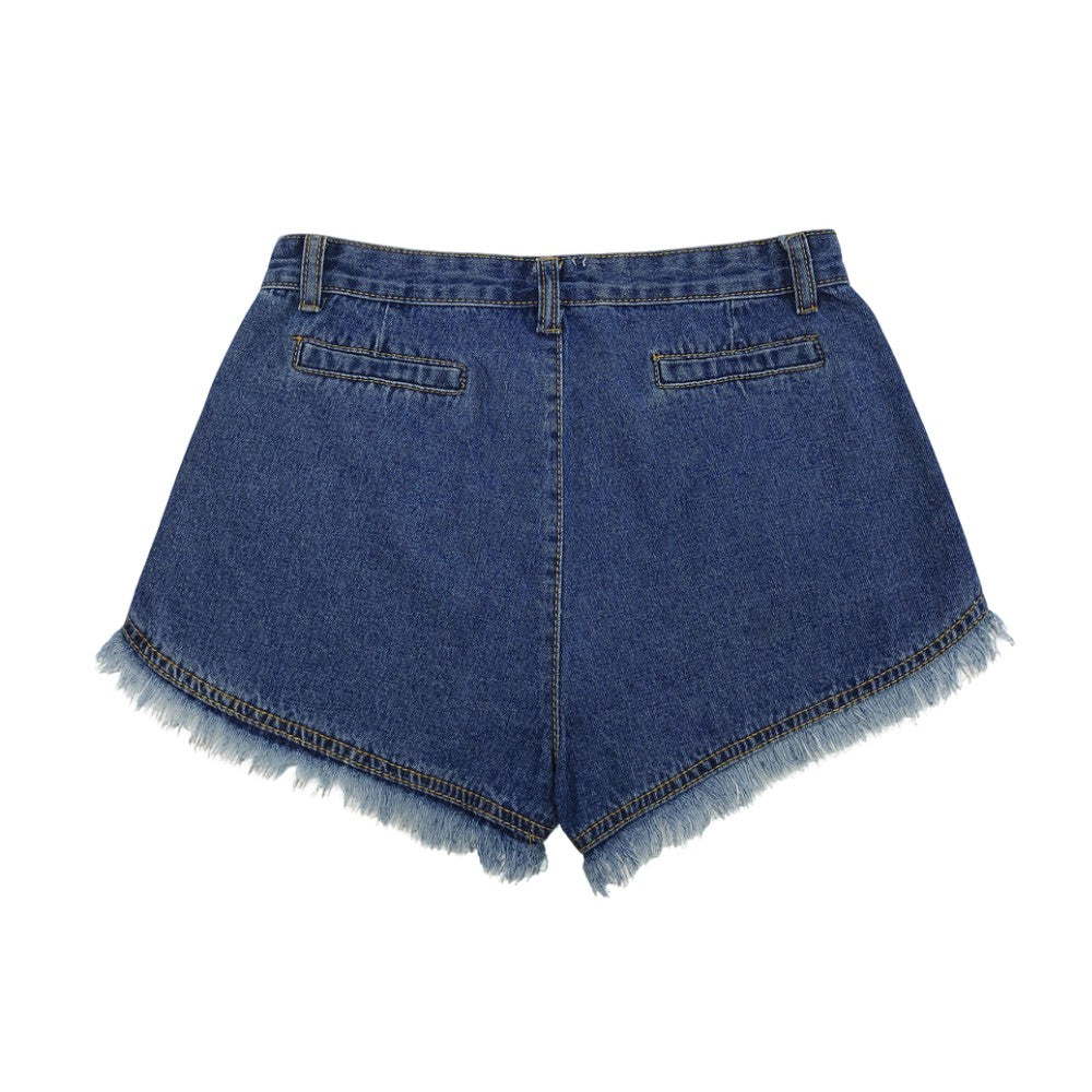 Vintage-inspired cutoff denim shorts in deep blue