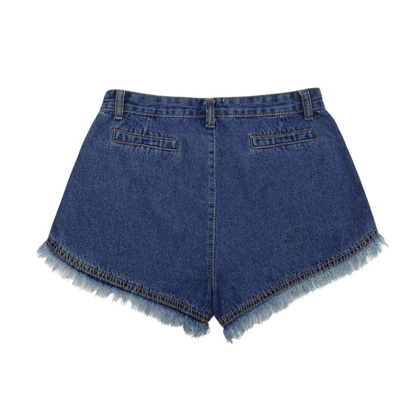 Vintage-inspired cutoff denim shorts in deep blue