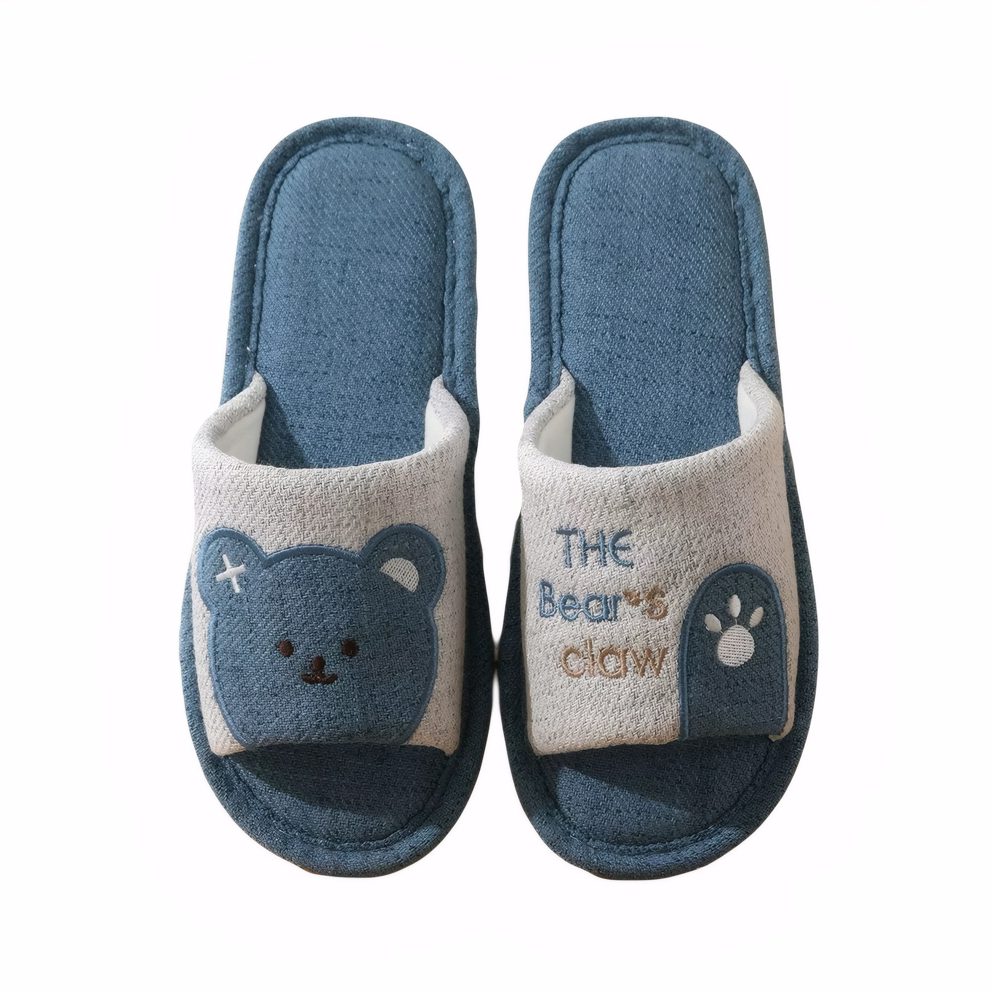 bear slippers women cute linen house shoes indoor non-slip slippers
