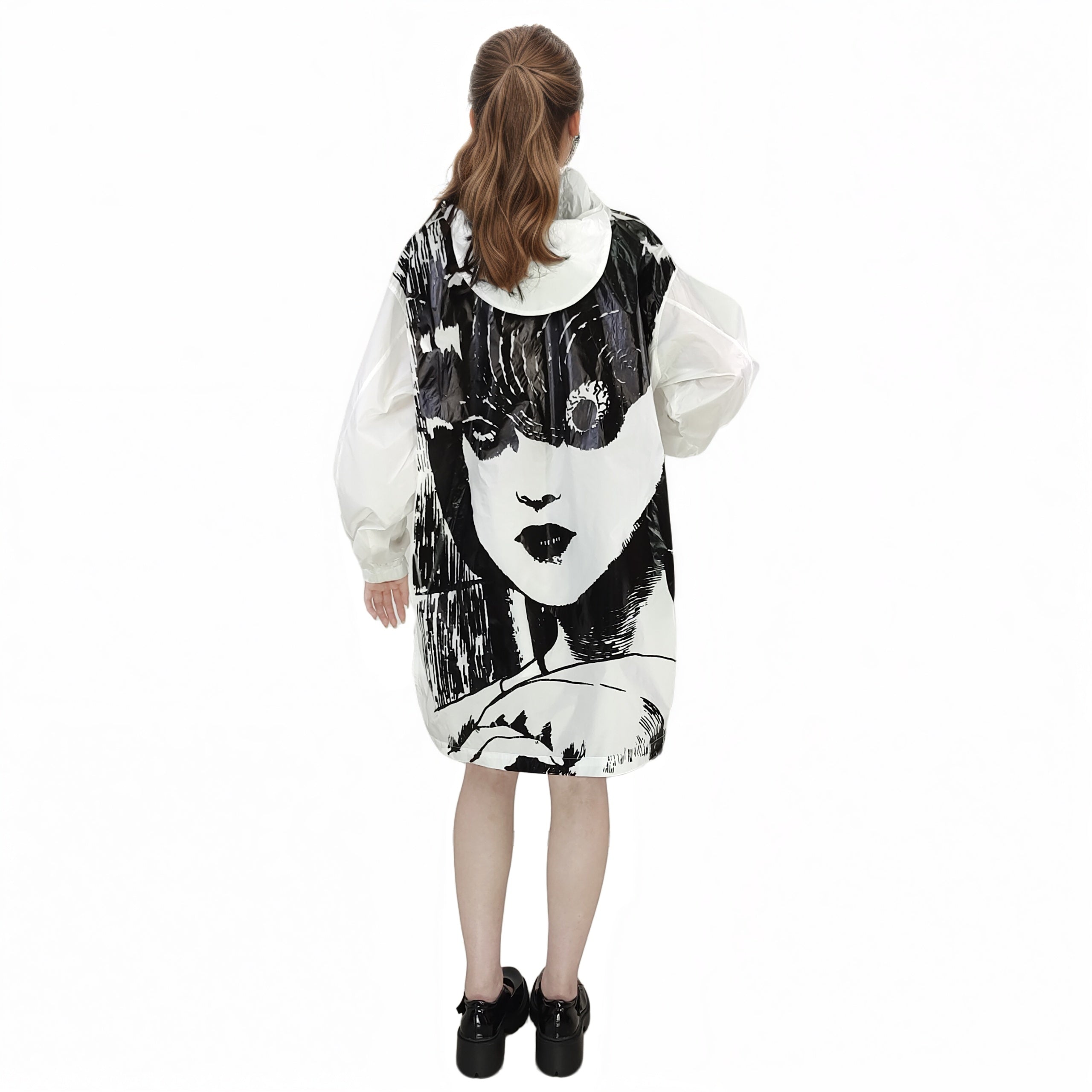 Harajuku Gothic Anime Windbreaker Jacket Spiral Uzumaki Manga Print Oversized Kawaii Streetwear Tops