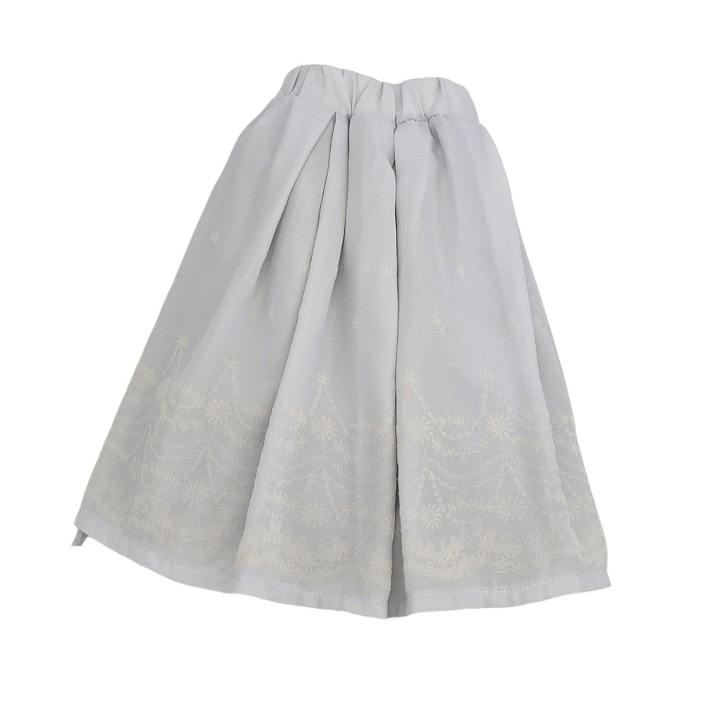 Kawaii Bow Embroidered Skort Women Lolita Style Chiffon Layered Mini Skirt with Shorts