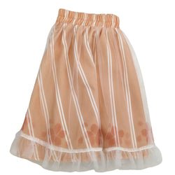 Kawaii Sakura Layered Skirt Peach Pink Organza Mesh Mini Strip Skort for Teens Clearance