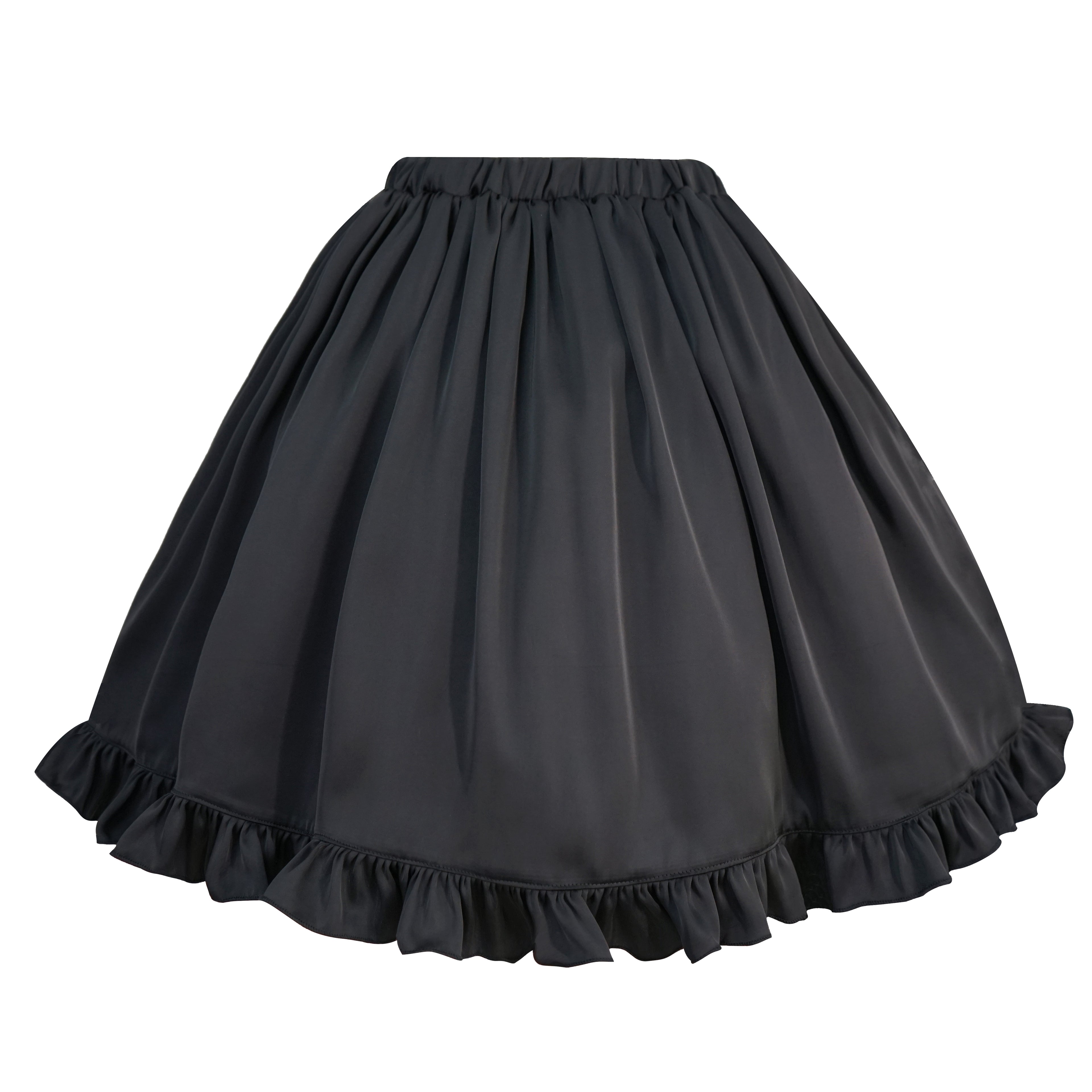High waist kawaii A-line skirt with gold heart ring details 