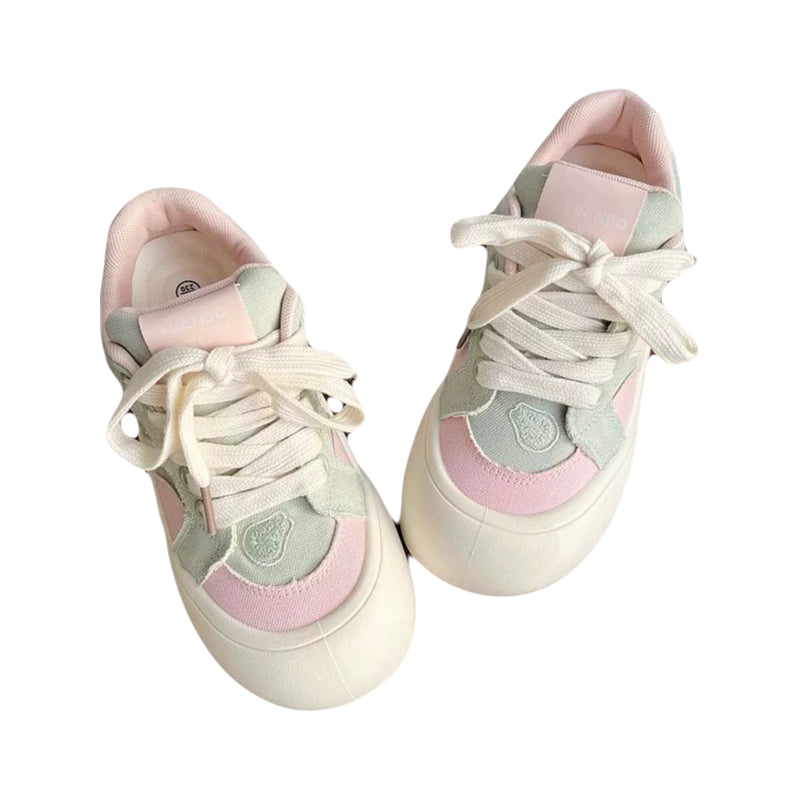 Korean Style Platform Canvas Sneakers for Women Cute Thick Sole Casual Shoes