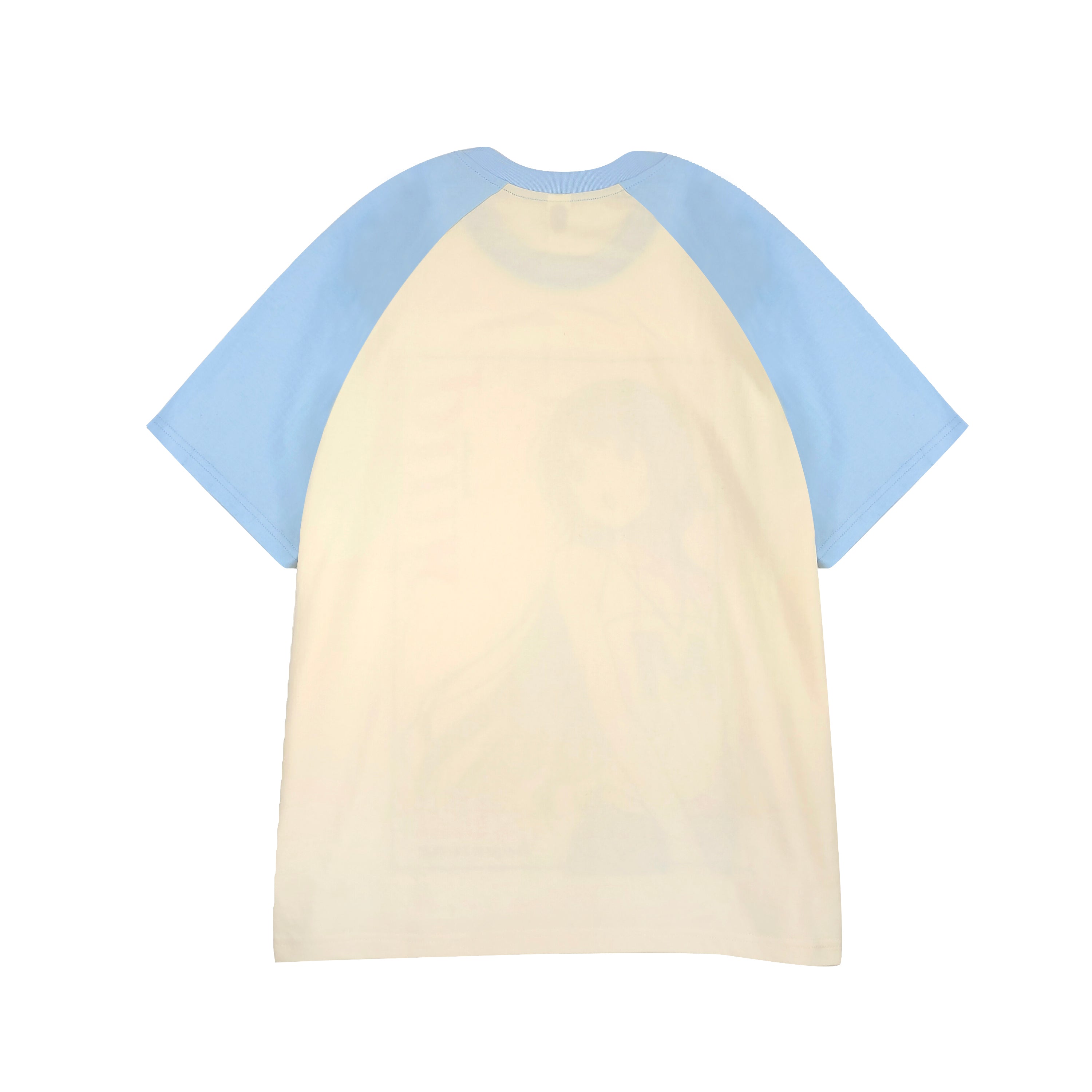 manga girl top summer tee cute comic T-shirt pastel blue sleeve shirt, aesthetic clothing short sleeve cotton top
